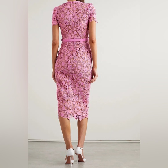 self portrait pink guipure lace midi dress Pink Guipure Lace Midi Dress self-portrait-US